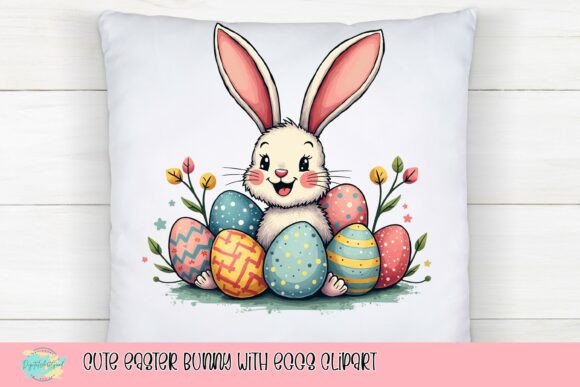 Download Cute Easter Bunny with Eggs Clipart - Eggs clipart Collection