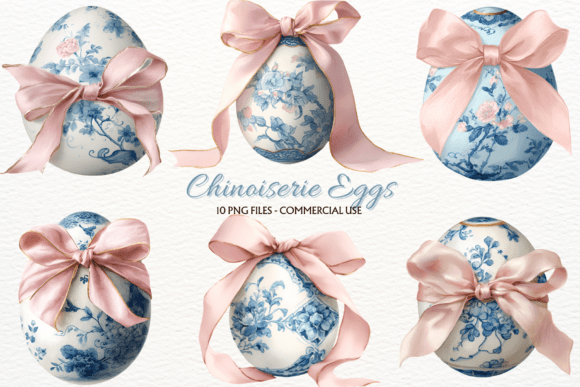 Download Chinoiserie Easter Eggs Clipart Pink Bow - Eggs clipart Collection