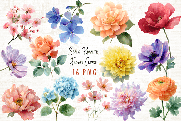 Download Spring Romantic Flower Clipart PNG - Premium Bundle