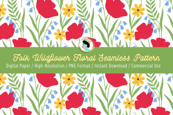 Download Folk Poppy Wildflower Seamless Pattern - Premium Resources
